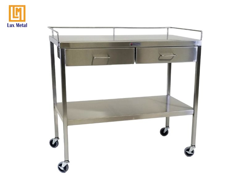 Dịch vụ gia công bào chấn, đột dập inox theo yêu cầu tại TPHCM Xe đẩy y tế inox được gia công bền bỉ, an toàn vệ sinh
