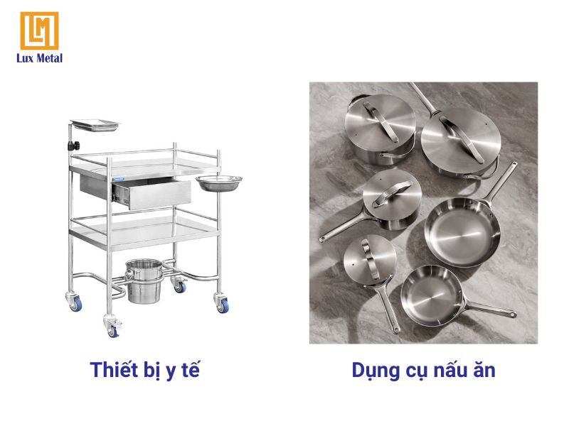 Thiết bị y tế và dụng cụ nấu ăn làm từ inox gương bóng đảm bảo vệ sinh