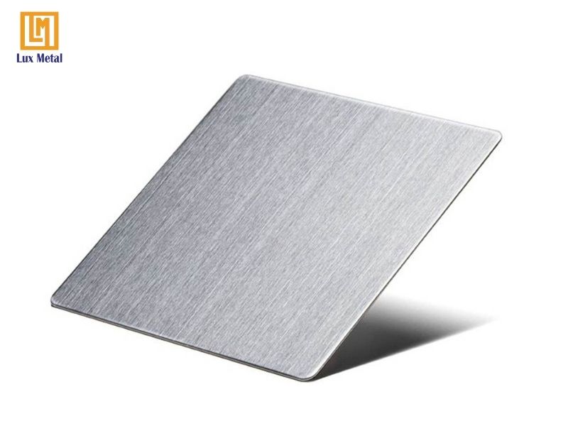 Tấm inox xước màu trắng bạc dùng trong trang trí nội thất hiện đại