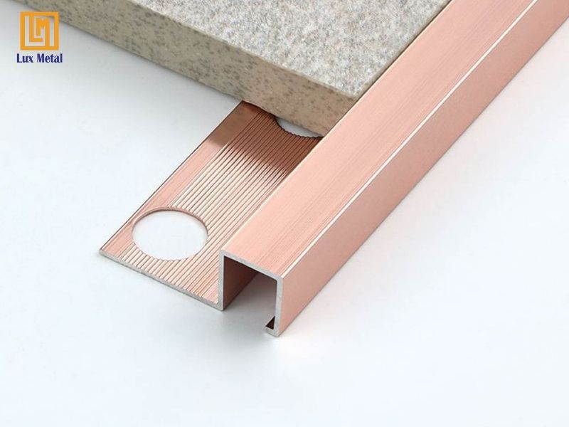 Nẹp inox góc vuông 304 hình chữ L dùng để bảo vệ góc tường và gạch ốp lát