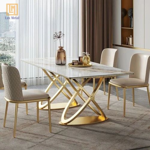 Tấm Inox Vàng Xước Chân bàn ghế được làm từ inox xước mạ vàng gold sang trọng