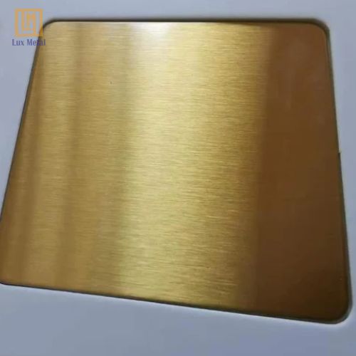 Tấm Inox Vàng Xước Tấm inox vàng xước 201 dùng cho trang trí nội thất