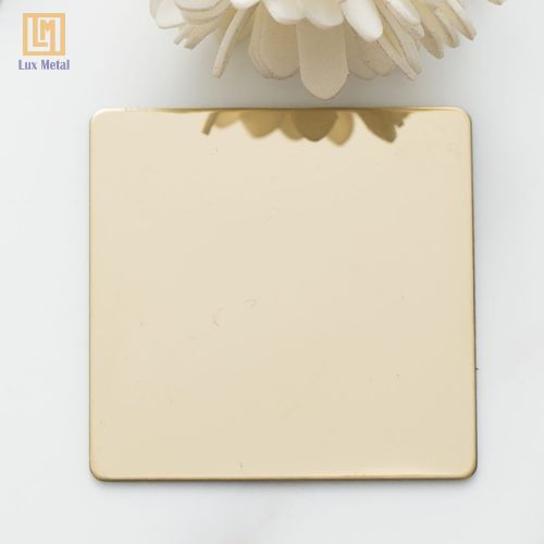 Tấm Inox Gương Champagne Tấm inox gương champagne 304 chất lượng cao dùng cho thang máy và vách ngăn
