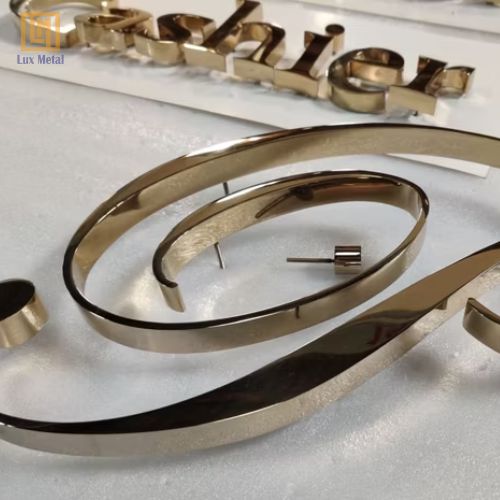 Tấm Inox Gương Champagne Tấm inox gương champagne làm chữ nổi trang trí
