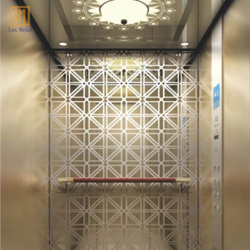 Tấm Inox Gương Champagne Tấm inox gương champagne ốp cabin thang máy sang trọng và hiện đại