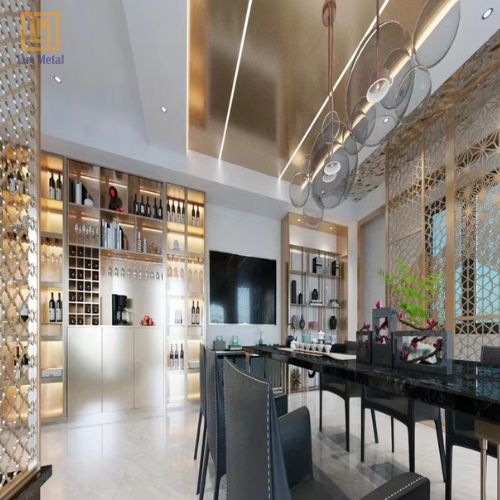 Tấm Inox Gương Champagne Tấm inox gương màu champagne trang trí quán bar
