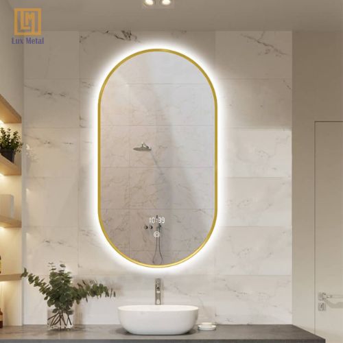 Nẹp Inox Chữ U 5mm Nẹp inox chữ U 5mm làm viền bo gương trong phòng tắm hiện đại