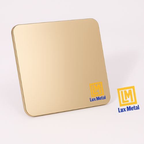 Tấm Inox Gương Champagne Tấm inox gương champagne bóng sáng với màu vàng nhạt đặc trưng