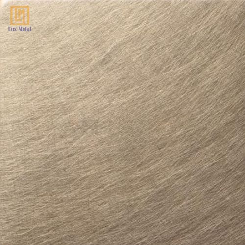 Tấm Inox Xước Rối Màu Champagne Tấm inox xước rối màu champagne sang trọng, cao cấp