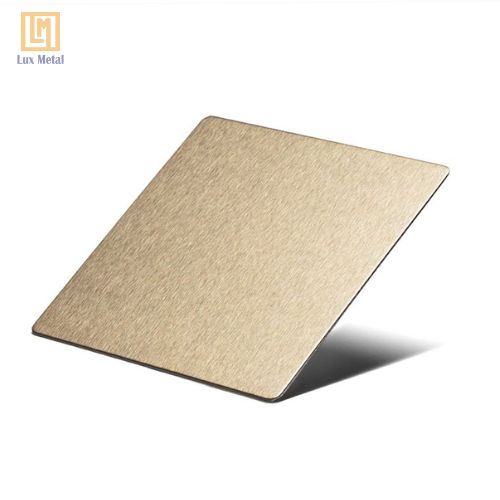 Tấm Inox Xước Rối Màu Champagne Tấm inox xước rối champagne sở hữu vẻ đẹp tinh tế và độ bền cao